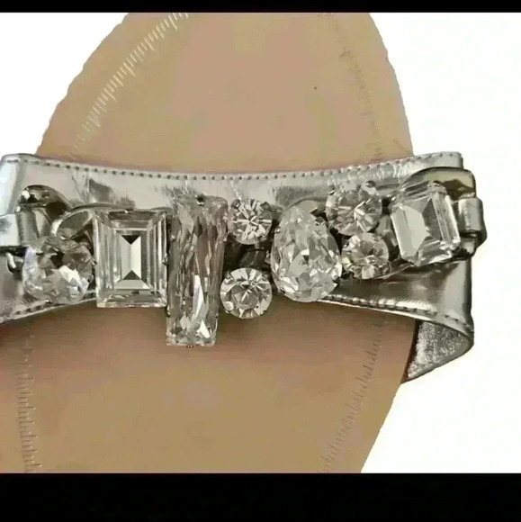 Miu Miu Womens Silver Crystal Strap Flat Designer Embellished Evening Sandal 40 - Picture 8 of 16
